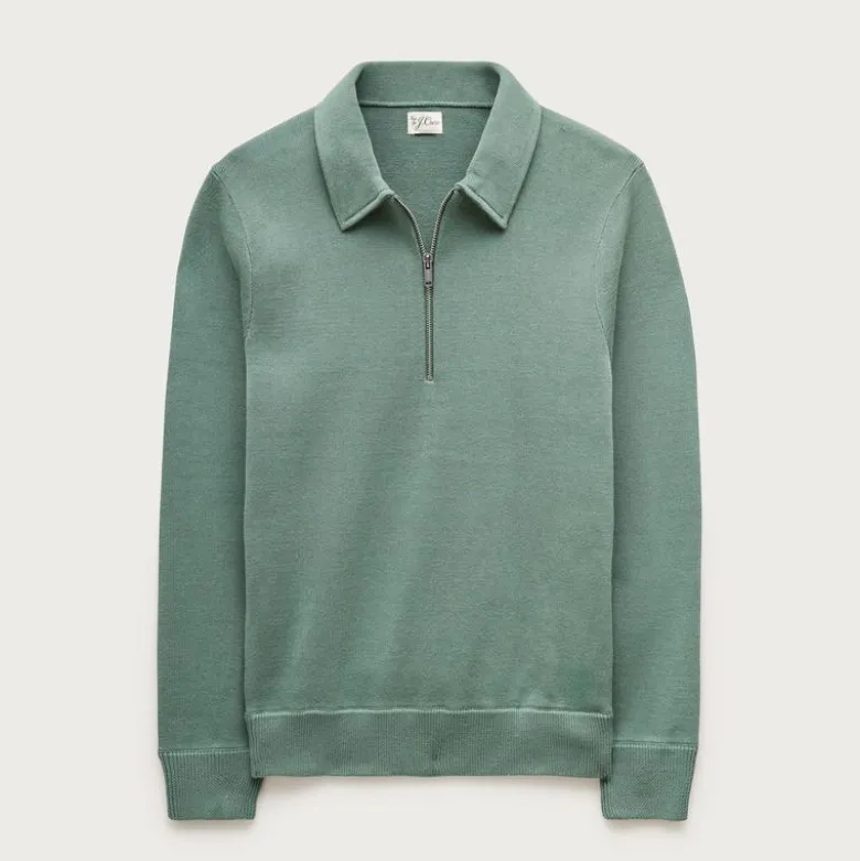Quarter-zip sweater in milano-stitch cotton