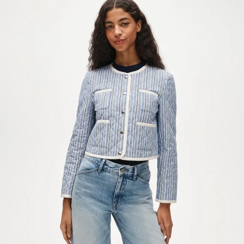Quilted lady jacket in striped cotton
