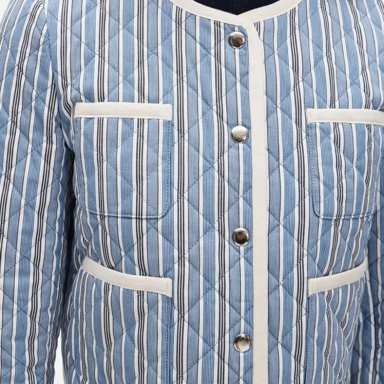 Quilted lady jacket in striped cotton