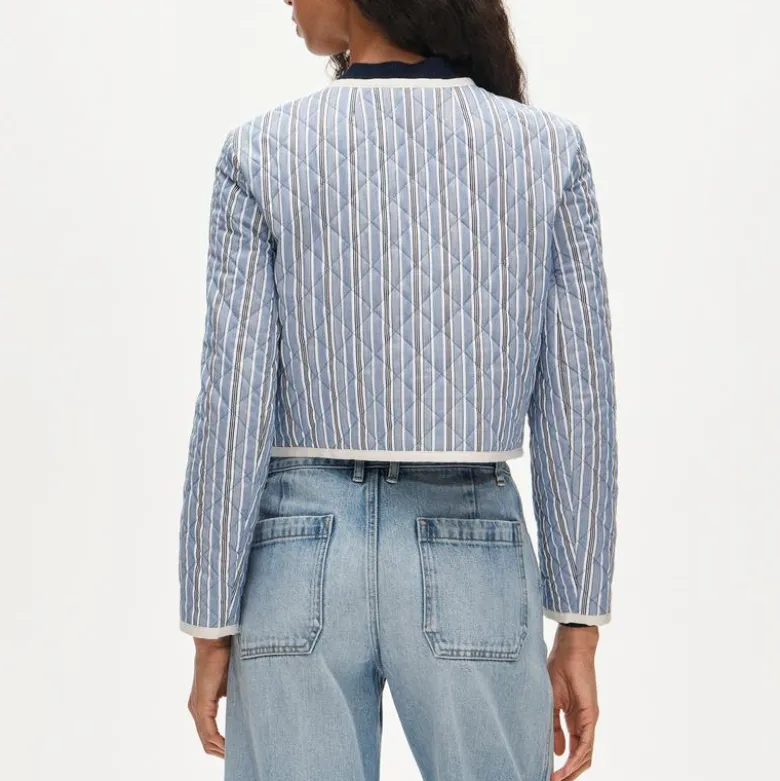 Quilted lady jacket in striped cotton