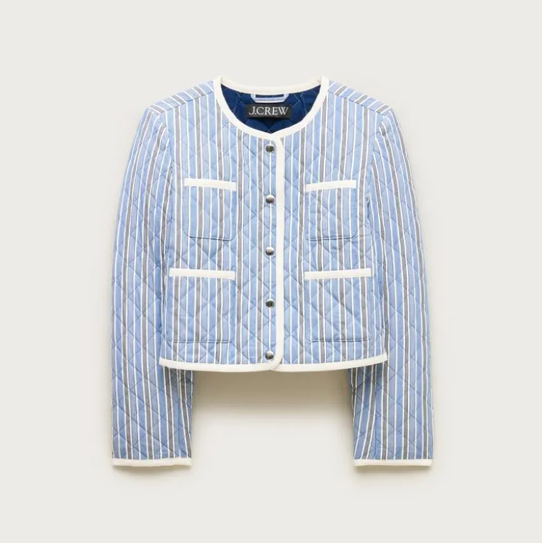 Quilted lady jacket in striped cotton