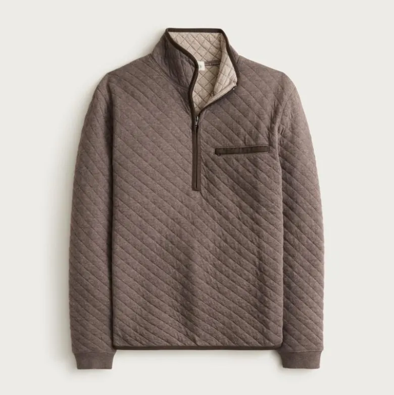 Quilted quarter-zip pullover