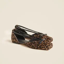 Quinn cutout ballet flats in leopard-print calf hair