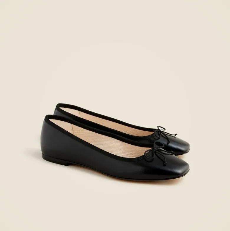 Quinn square-toe ballet flats in leather