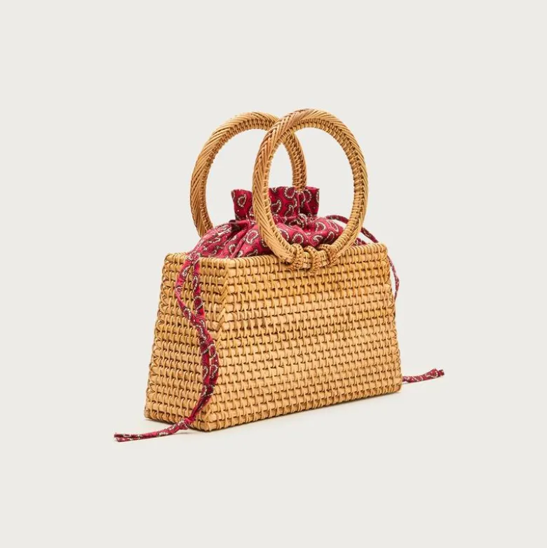Rattan round-handle bag