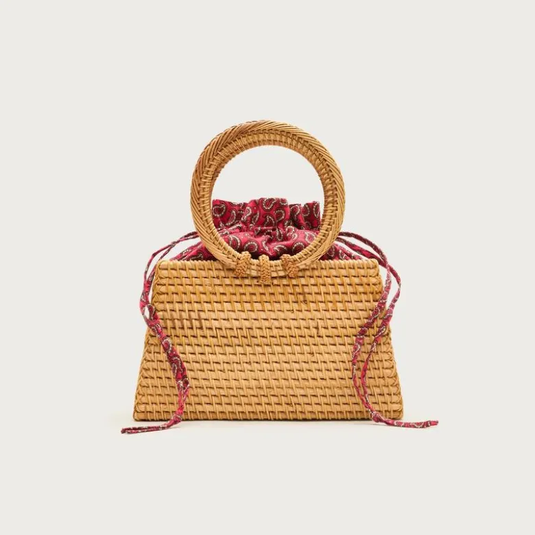 Rattan round-handle bag
