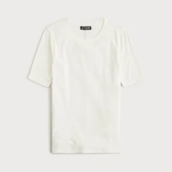 Refined rib elbow-sleeve T-shirt