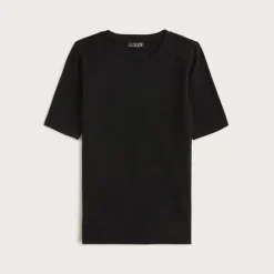 Refined rib elbow-sleeve T-shirt