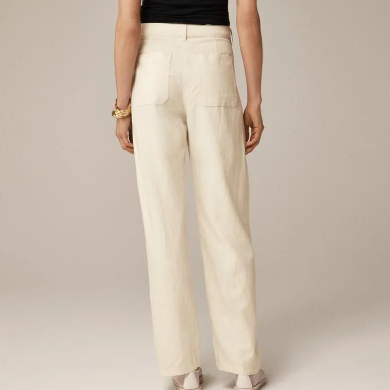 Relaxed barrel-leg pant in linen blend