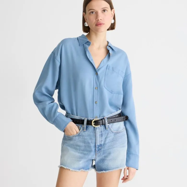 Relaxed denim short in chestnut wash