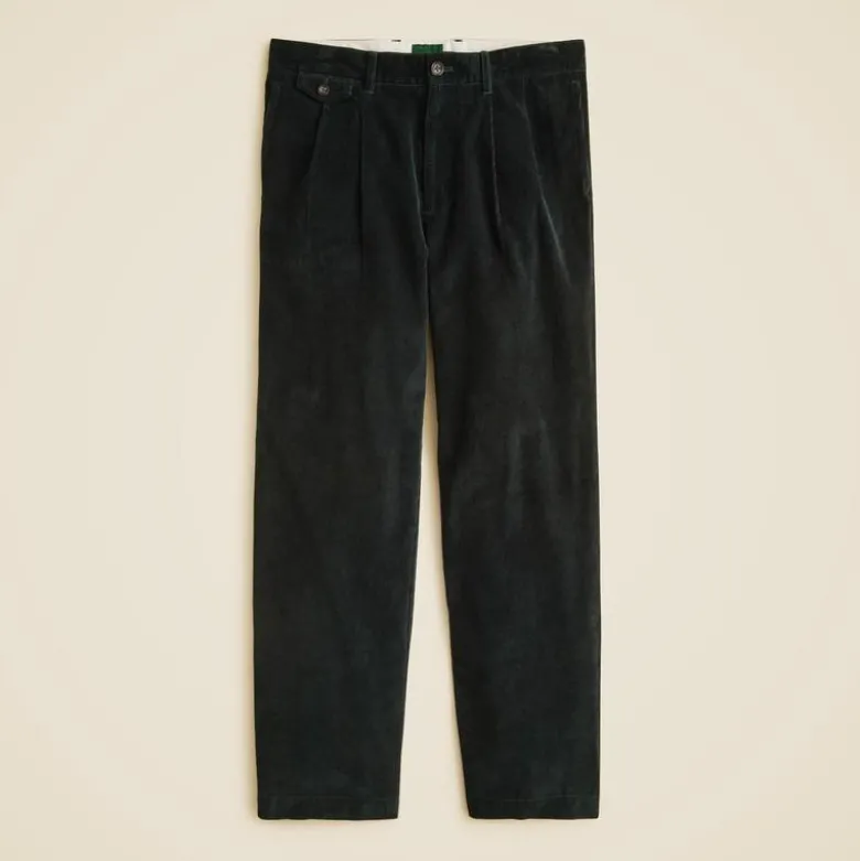 Relaxed double-pleated corduroy pant