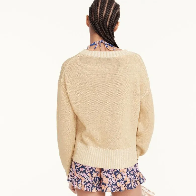 Relaxed linen-cotton blend beach sweater
