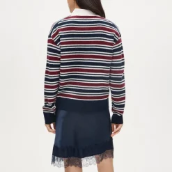 Relaxed sweater-polo in striped vintage wool