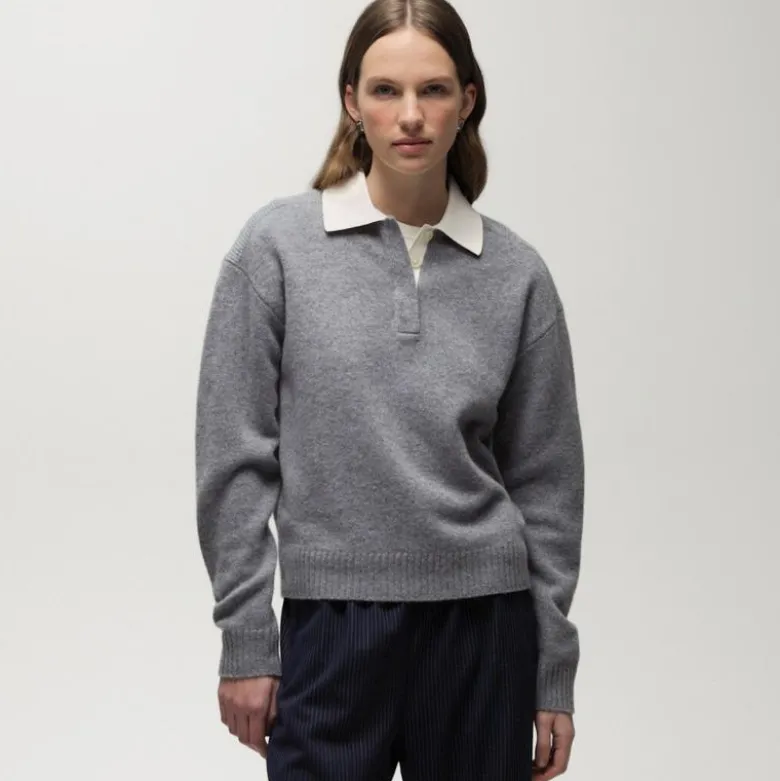 Relaxed sweater-polo in vintage wool