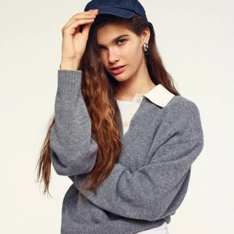 Relaxed sweater-polo in vintage wool