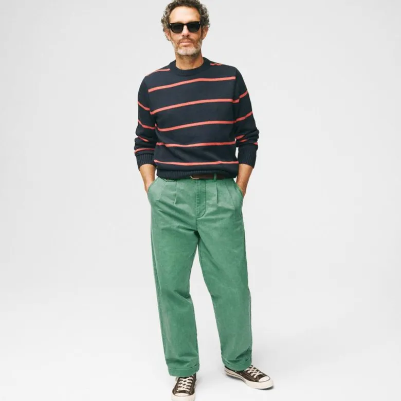 Relaxed-fit double-pleated chino pant in cotton
