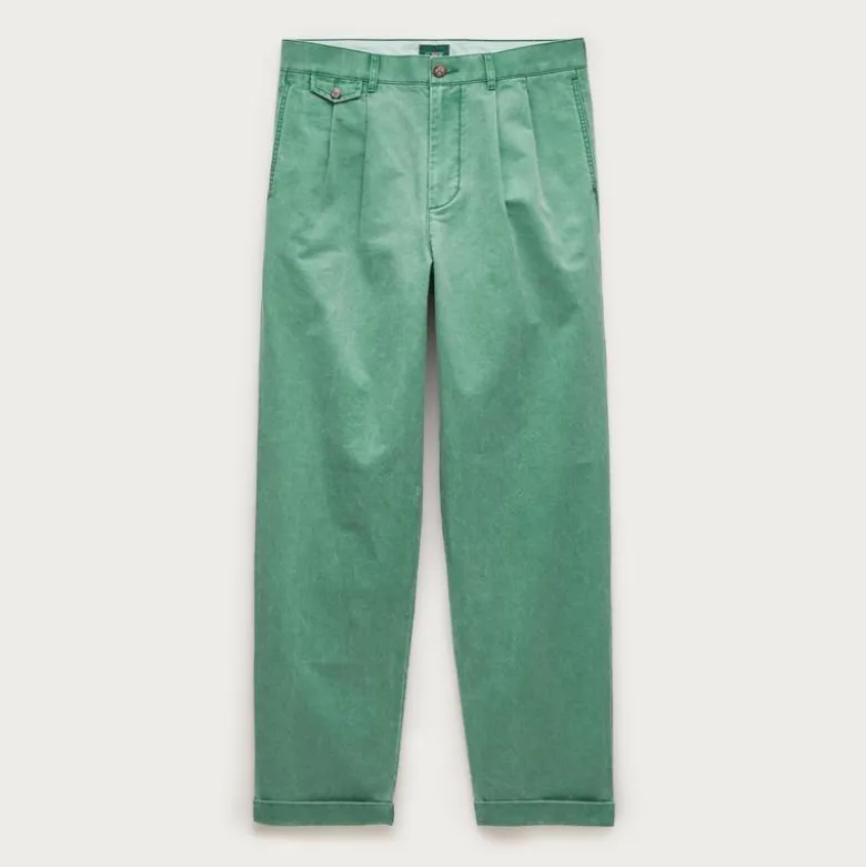 Relaxed-fit double-pleated chino pant in cotton