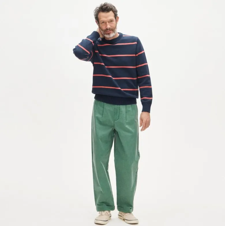 Relaxed-fit double-pleated chino pant in cotton