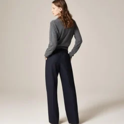 Relaxed-fit pleated pant in pinstriped wool blend