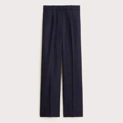 Relaxed-fit pleated pant in pinstriped wool blend