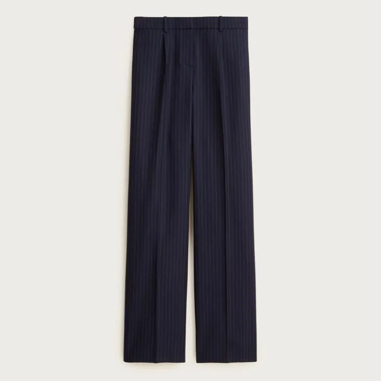 Relaxed-fit pleated pant in pinstriped wool blend