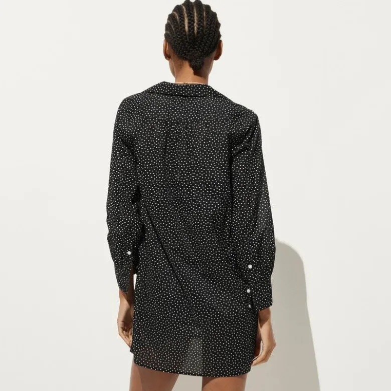 Relaxed-fit shirt-dress in cotton voile