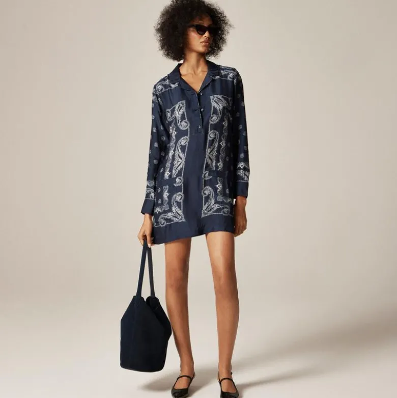 Relaxed-fit shirt-dress in bandana print