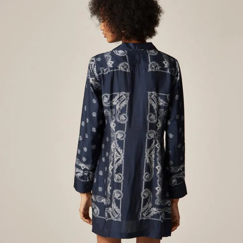 Relaxed-fit shirt-dress in bandana print