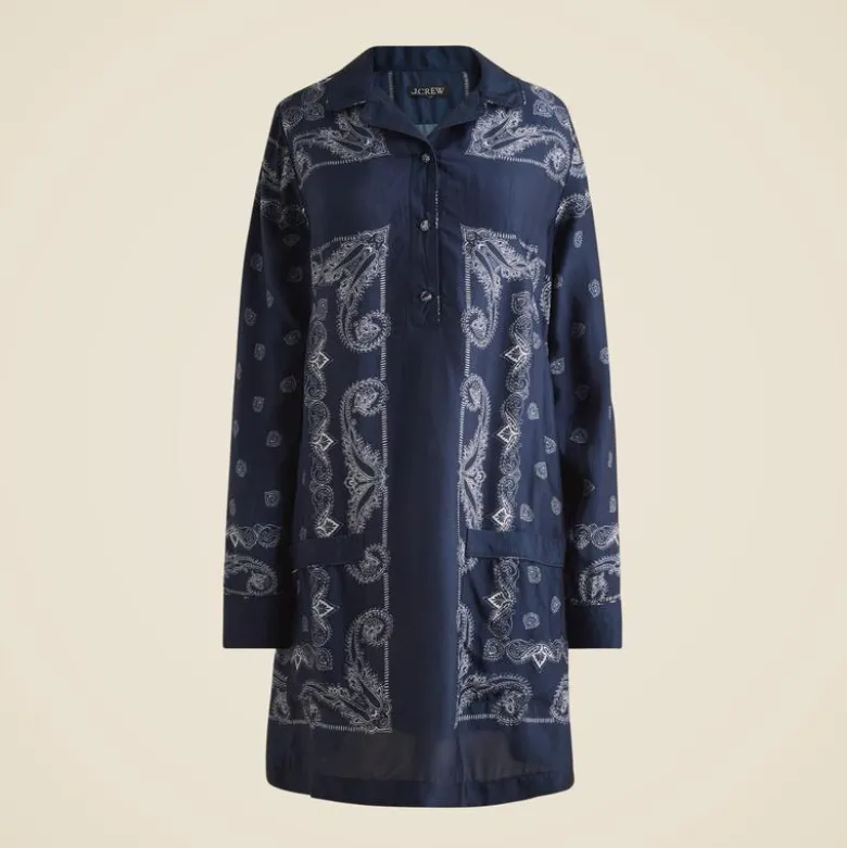 Relaxed-fit shirt-dress in bandana print