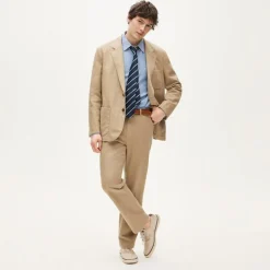Relaxed-fit suit jacket in Italian cotton-linen twill blend