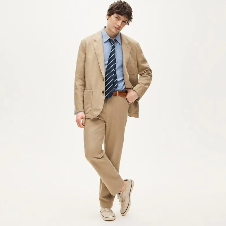 Relaxed-fit suit jacket in Italian cotton-linen twill blend