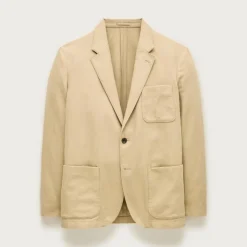 Relaxed-fit suit jacket in Italian cotton-linen twill blend