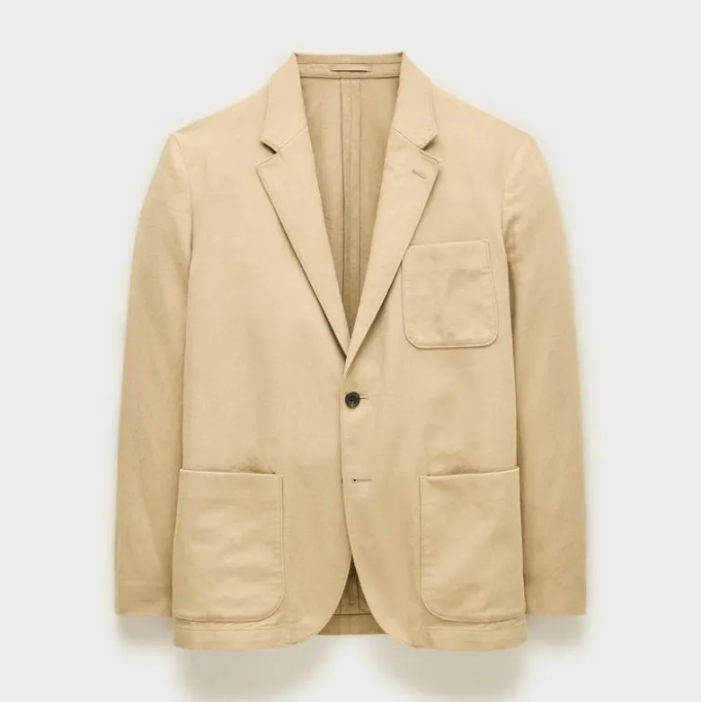 Relaxed-fit suit jacket in Italian cotton-linen twill blend