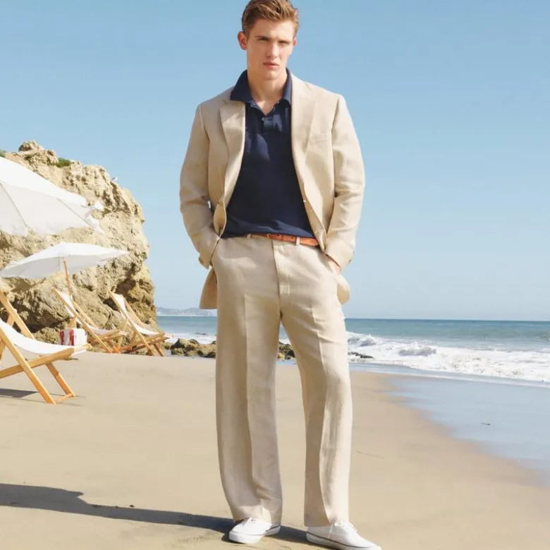 Relaxed-fit suit jacket in English merino wool–linen blend