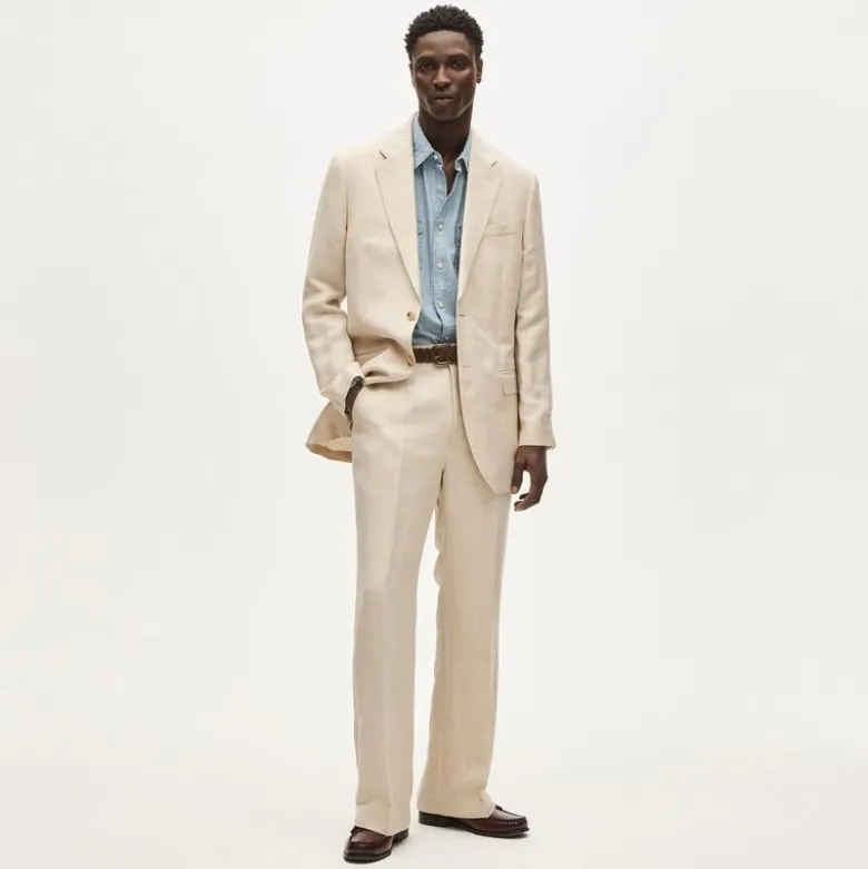 Relaxed-fit suit jacket in English merino wool–linen blend