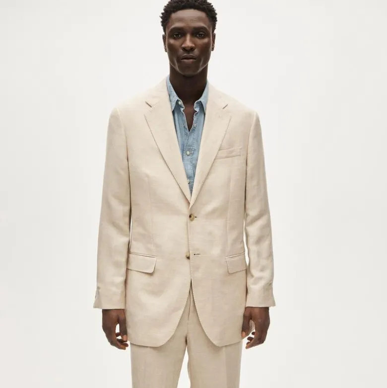 Relaxed-fit suit jacket in English merino wool–linen blend