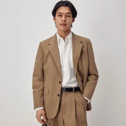 Relaxed-fit suit jacket in cotton poplin