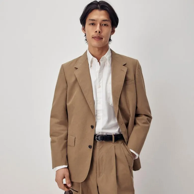 Relaxed-fit suit jacket in cotton poplin