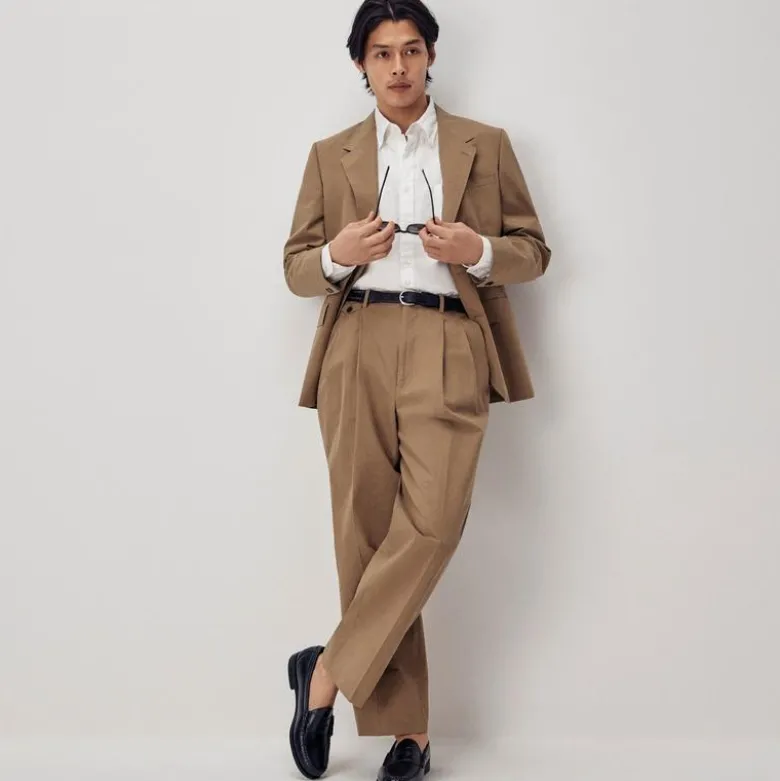 Relaxed-fit suit pant in cotton poplin