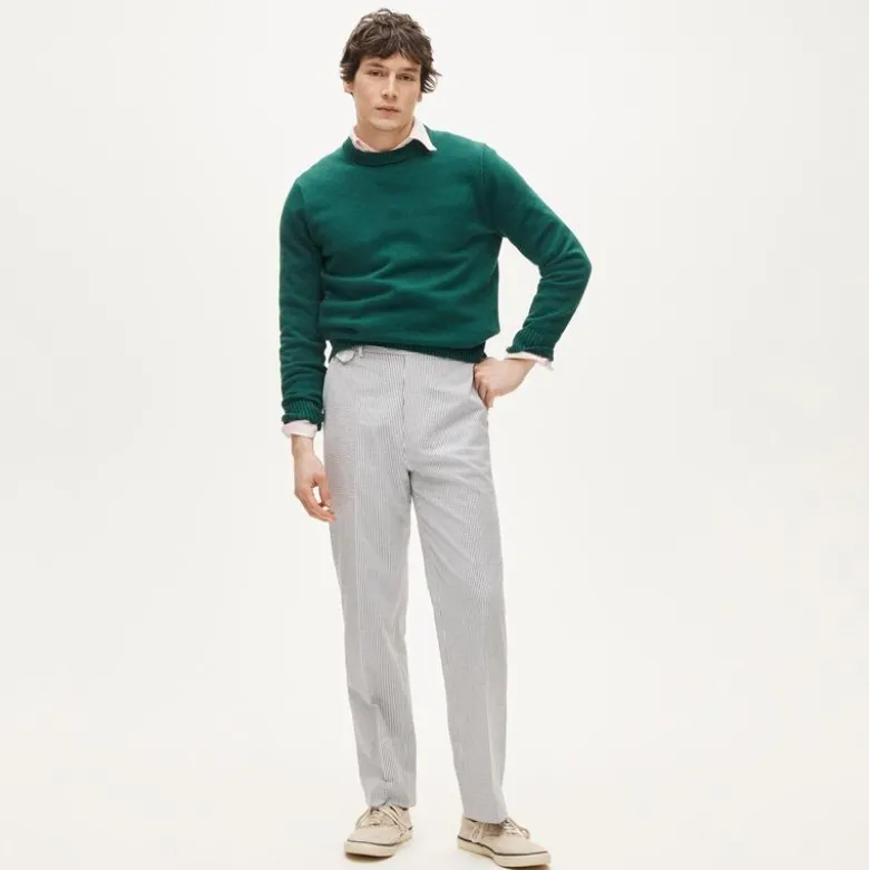 Relaxed-fit trouser in cotton seersucker