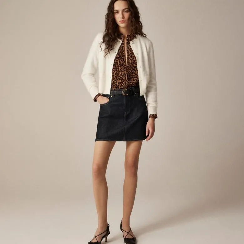 Removable tie-neck button-up shirt in leopard crepe de chine