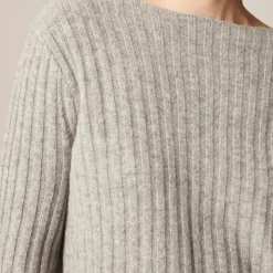 Ribbed boatneck sweater in vintage wool