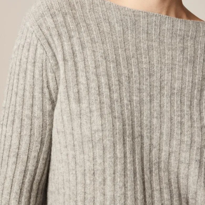 Ribbed boatneck sweater in vintage wool