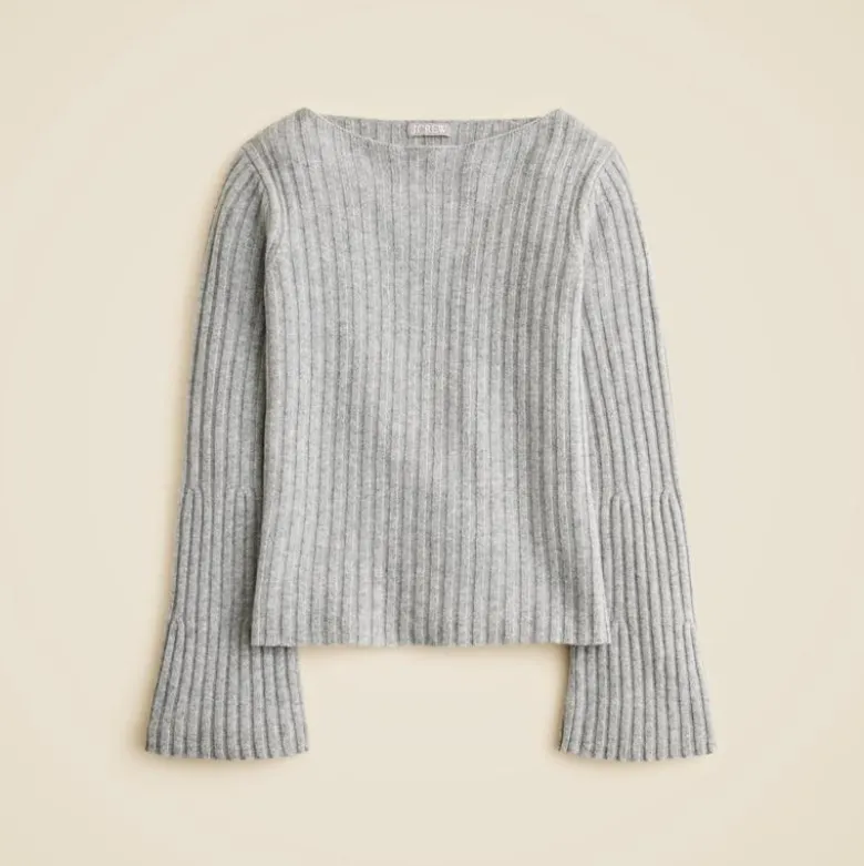 Ribbed boatneck sweater in vintage wool