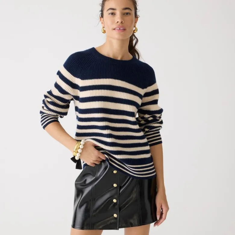 Ribbed cashmere oversized crewneck sweater