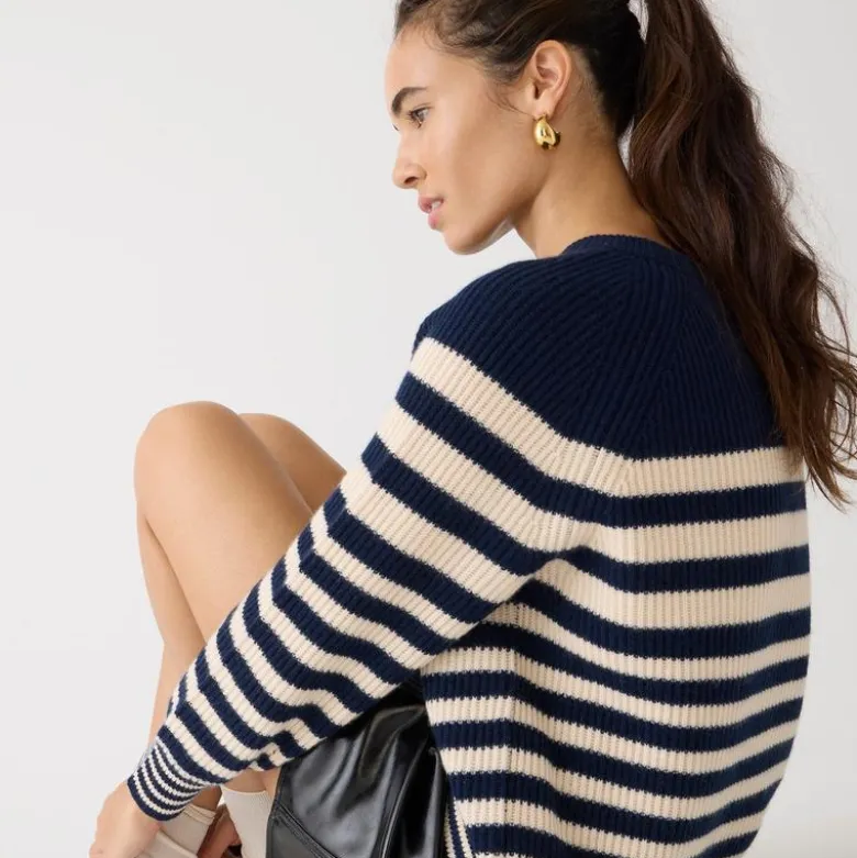 Ribbed cashmere oversized crewneck sweater