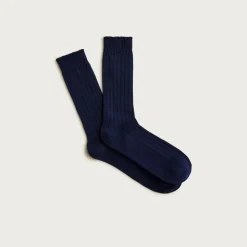 Ribbed cotton-blend socks