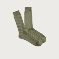Ribbed cotton-blend socks