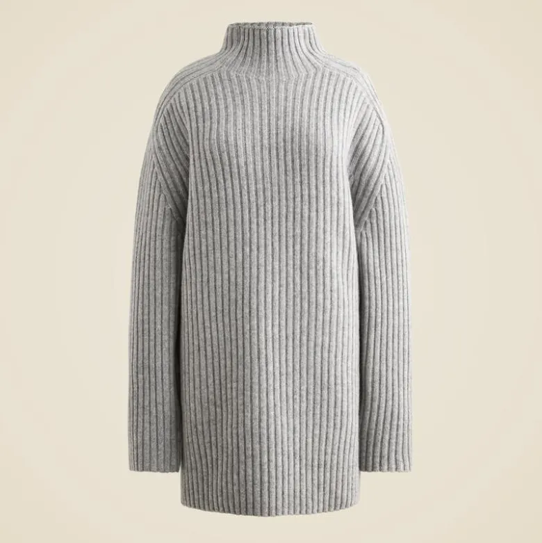 Ribbed turtleneck mini sweater-dress in vintage wool