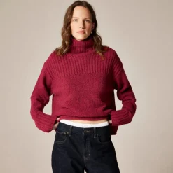 Ribbed turtleneck sweater in donegal wool blend